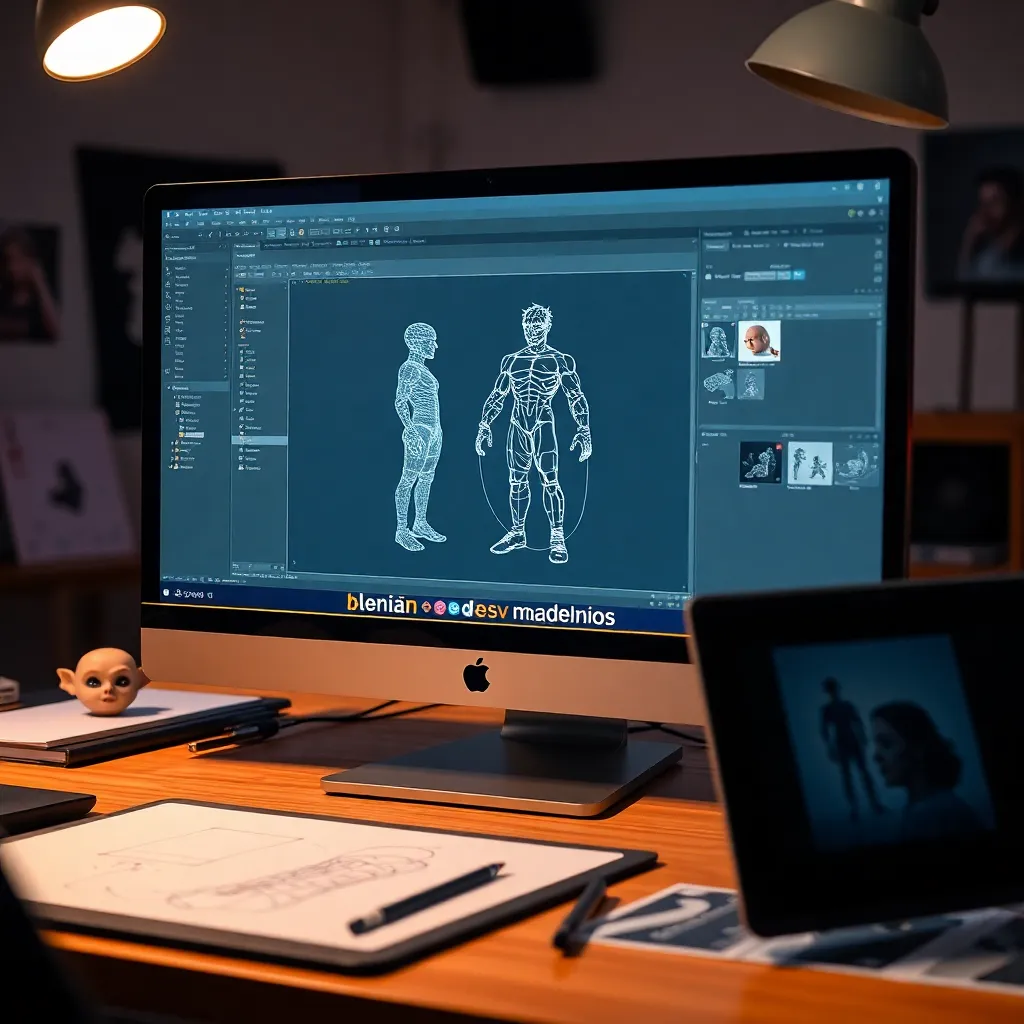 Software de modelado 3D en pantalla de ordenador en estudio español