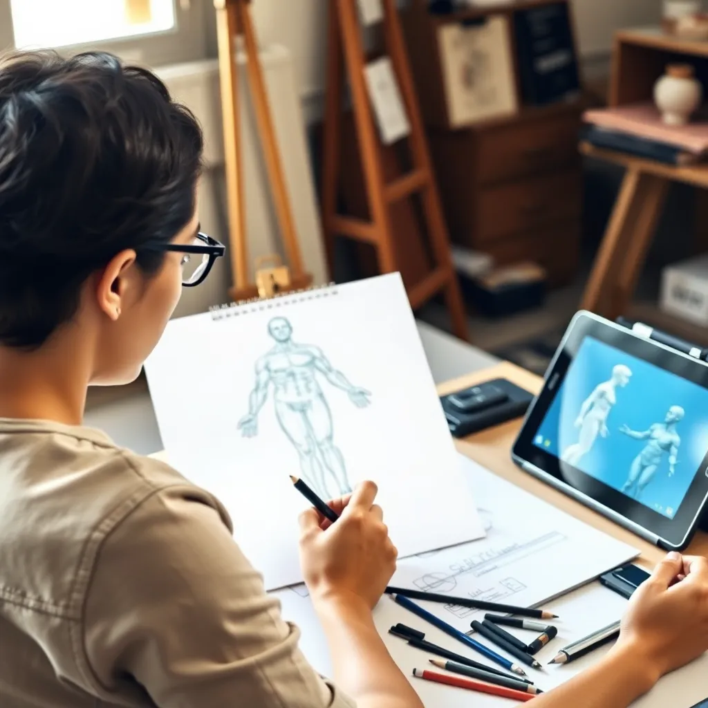 Especialista en rigging configurando el esqueleto de un personaje 3D para animación