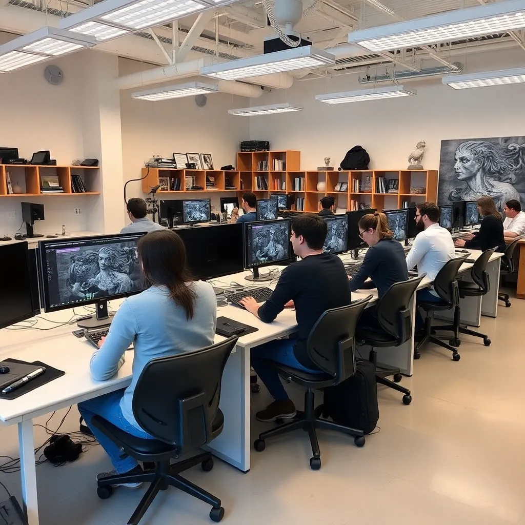 Estudiante practicando escultura digital en ZBrush en Madrid