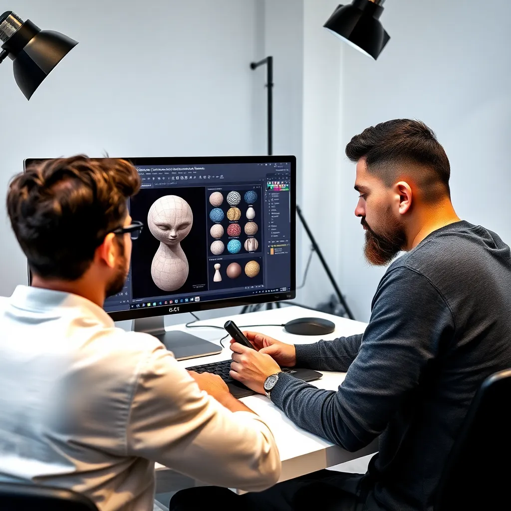 Profesional español de modelado 3D trabajando en detalle facial de un personaje