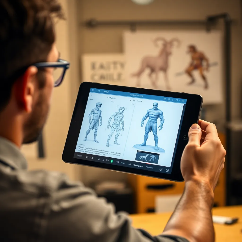 Profesional español mostrando proceso de diseño de personajes