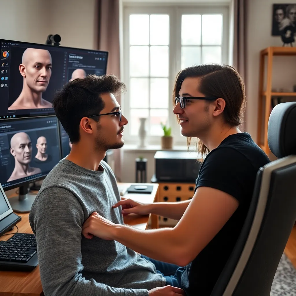 Estudiantes trabajando en laboratorio de modelado 3D en una escuela de arte digital