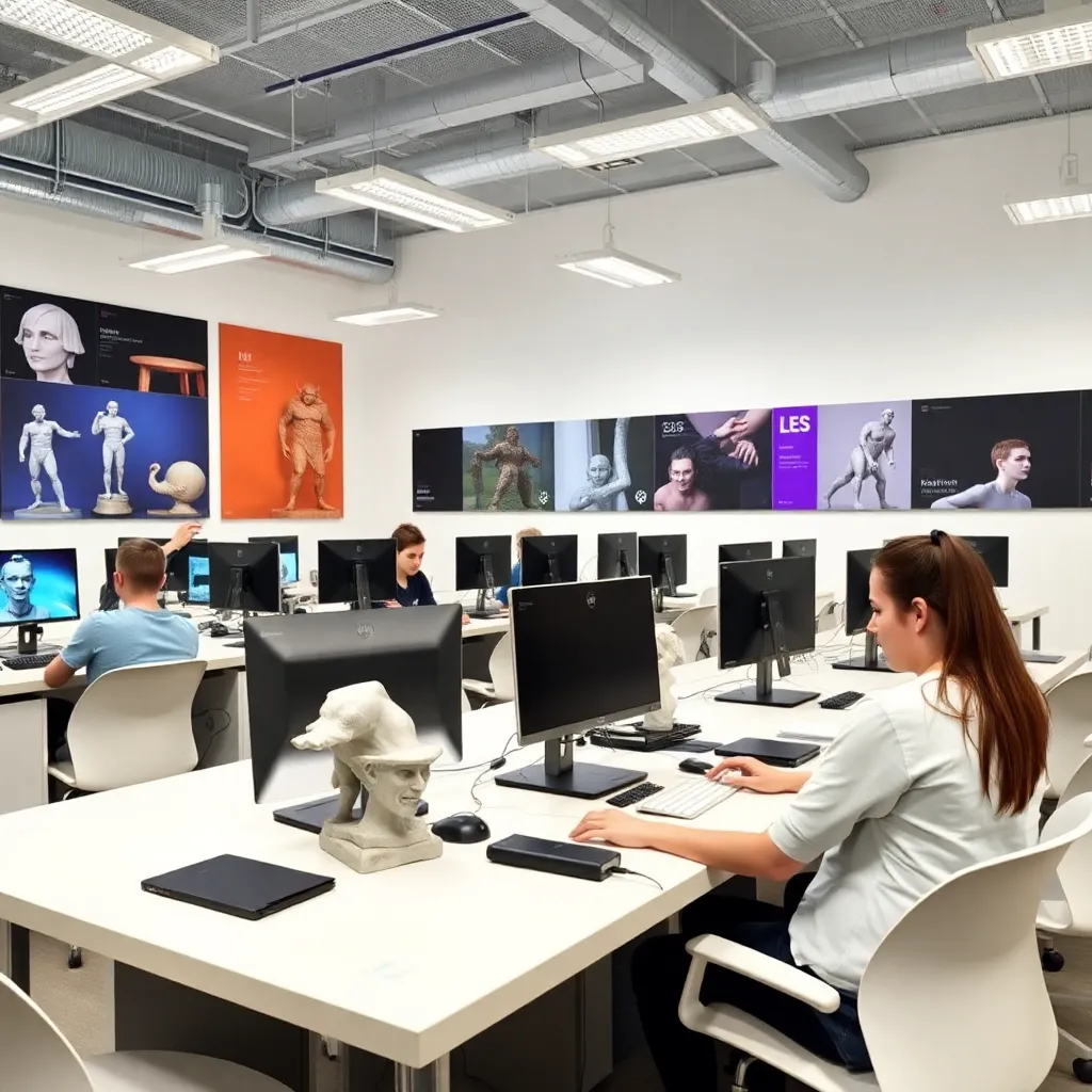 Profesionales españoles revisando portfolios en evento de animación